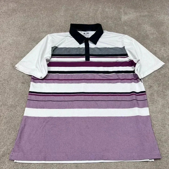 Adidas Climacool Polo Men’s Multicolored Striped Short Sleeve Size Large - Picture 1 of 11
